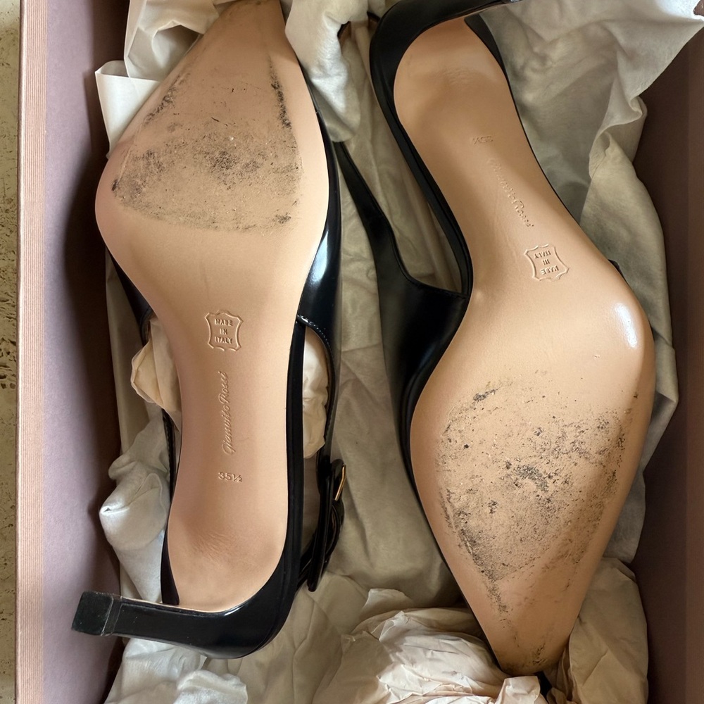 Gianvito Rossi‎ Black Heels Square-Toe Slingback - Picture 4 of 4
